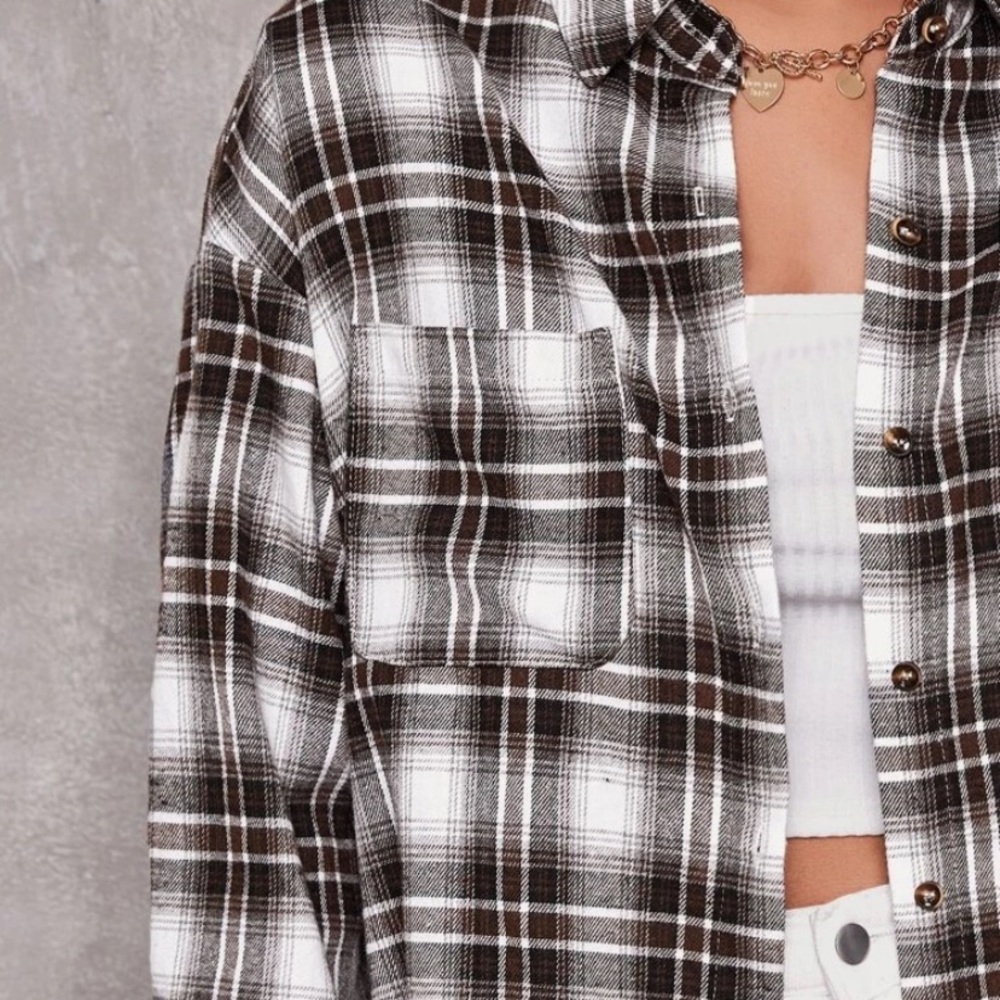 NEW White, Black, Brown Flannel Oversized
